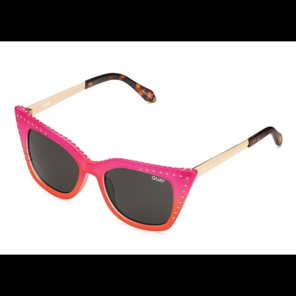 Quay x Saweetie Harper Studded Sunglasses Matte Coral/Black ID:49786 - Picture 8 of 10